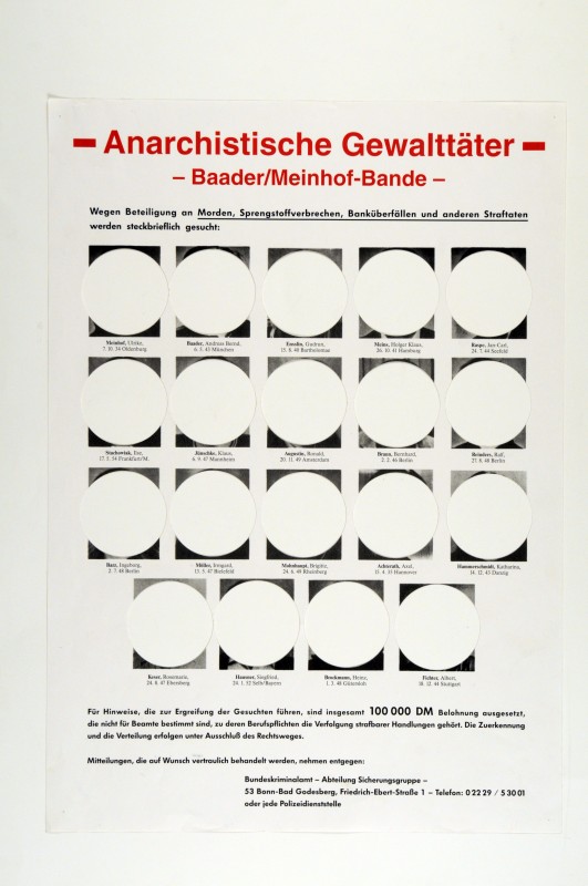 LA COLLECTION expo read into my black holes Anarchistische Gewalttäter – baaderMeinhof-Band